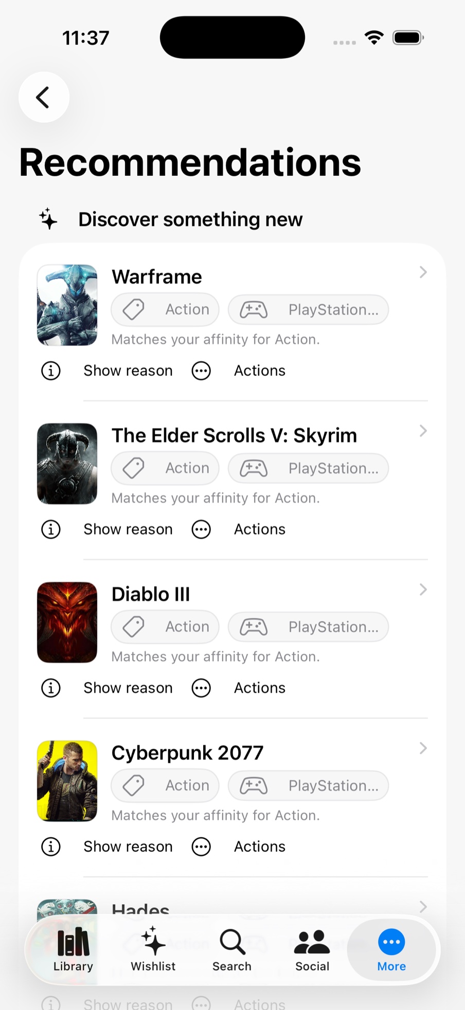Recomendaciones explicables de videojuegos dentro de GGEZ